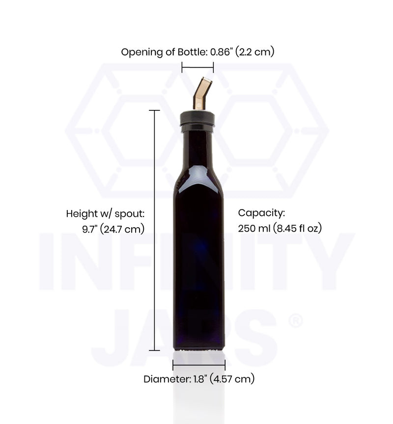 250 ml Square Glass Bottle with Oil Spout