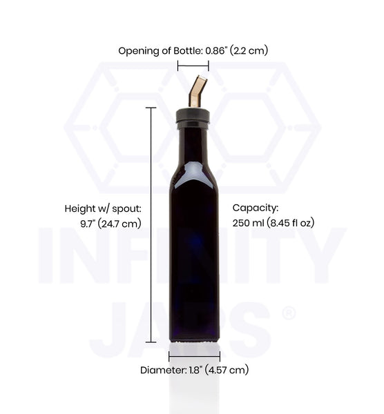 250ml glass wine bottle 250 ml Square Glass Bottle with Oil Spout – Infinity Jars