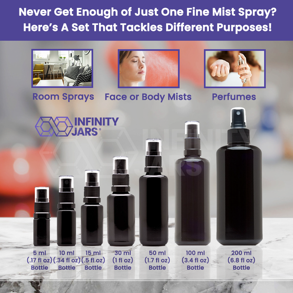 Fine Mist Spray Glass Bottle Variety Pack - Infinity Jars