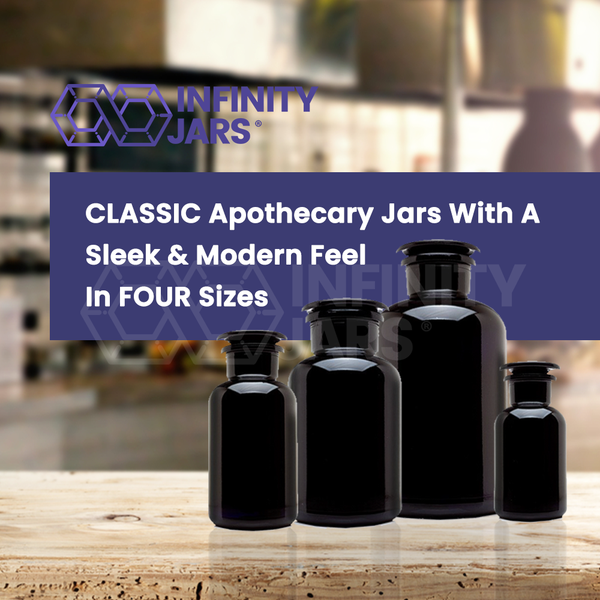 Infinity Jars 1 Liter (34 fl oz) Black Ultraviolet All Glass Refillable Apothecary Jar 3-Pack