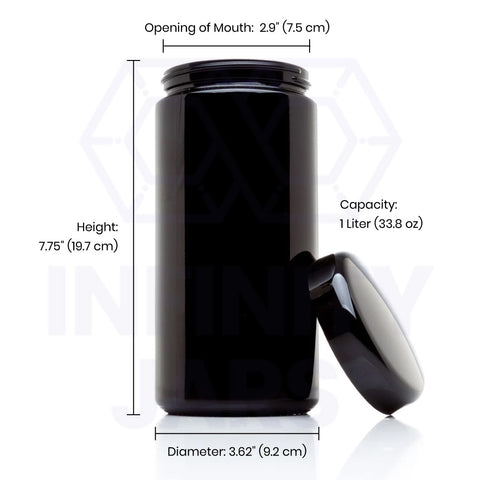 1/8th Large (3.5g) Glass Jar + Black Dome Cap