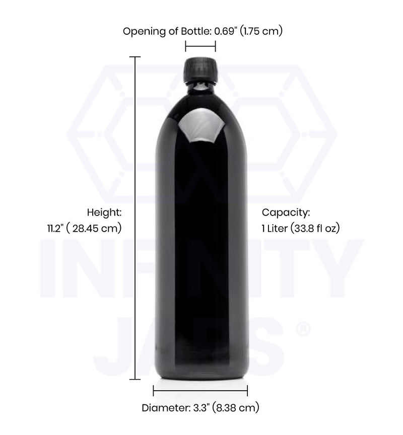 Infinity Jars 1 Liter (34 fl oz) Round Ultraviolet Large Glass Water Bottle