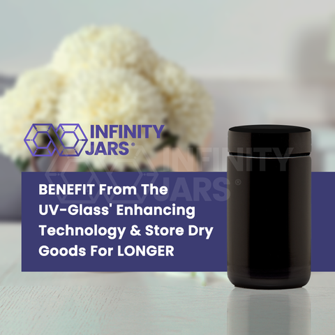 Infinity Jars 250 ml (8.5 fl oz) Black Ultraviolet All Glass Refillable Empty Apothecary Jar