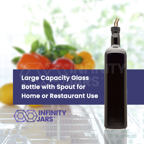 1 Liter Square Glass Bottle with Oil Spout