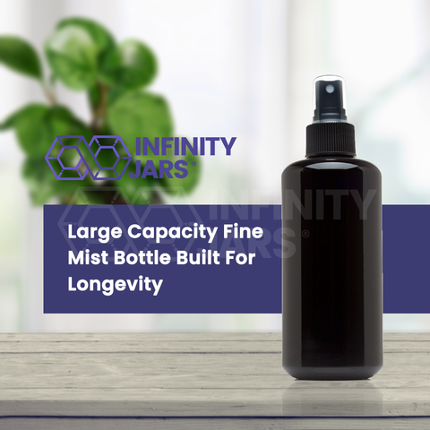 Infinity Jars 200 ml (6.7 fl oz) Black Ultraviolet Glass Fine Mist Spray Bottle