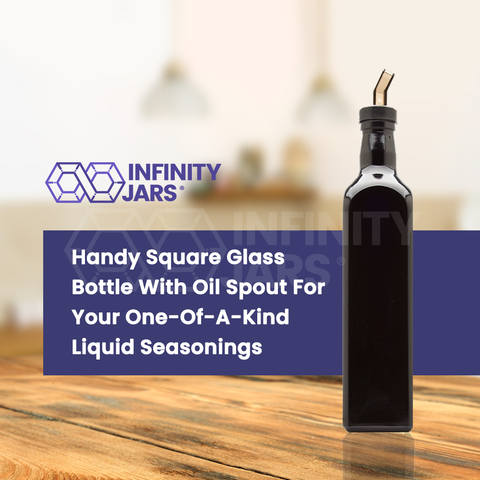 500 ml Square Glass Bottle with Oil Spout