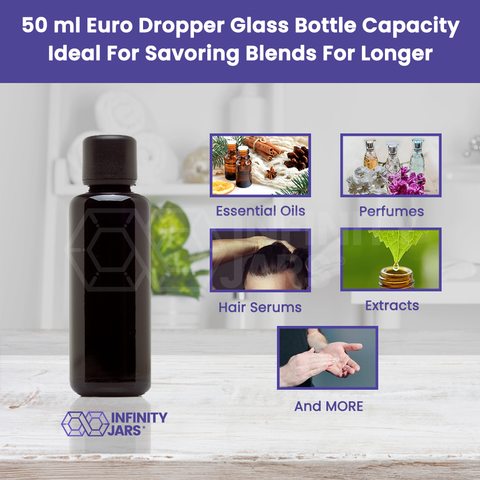 Infinity Jars 100 ml (3.4 fl oz) Black Ultraviolet Glass Bottle w/ Glass Eye Dropper