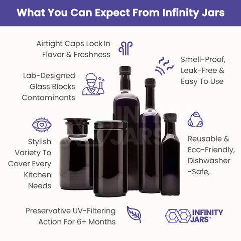 Infinity Jars 150 ml (5.07 fl oz) 3-Pack Tall Black Ultraviolet Refillable Empty Glass Screw Top Jar