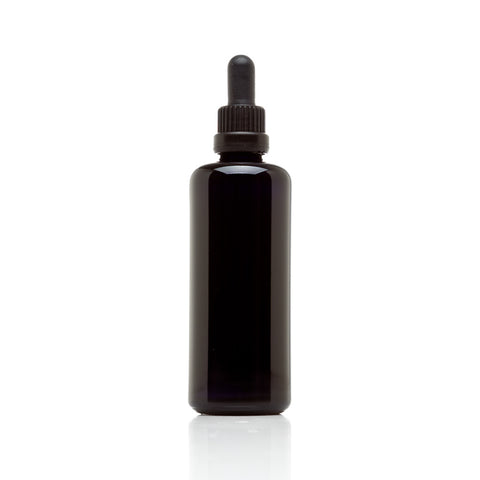 Infinity Jars 100 ml (3.4 fl oz) Black Ultraviolet Glass Bottle w/ Glass Eye Dropper